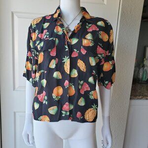 Vintage Chaus Sport Novelty Fruit Print Button Down Shirt Sz Medium